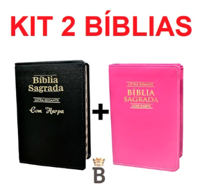 Kit 2 Bíblias Sagradas Letra Gigante Com Harpa Cristã - Loja Ammix