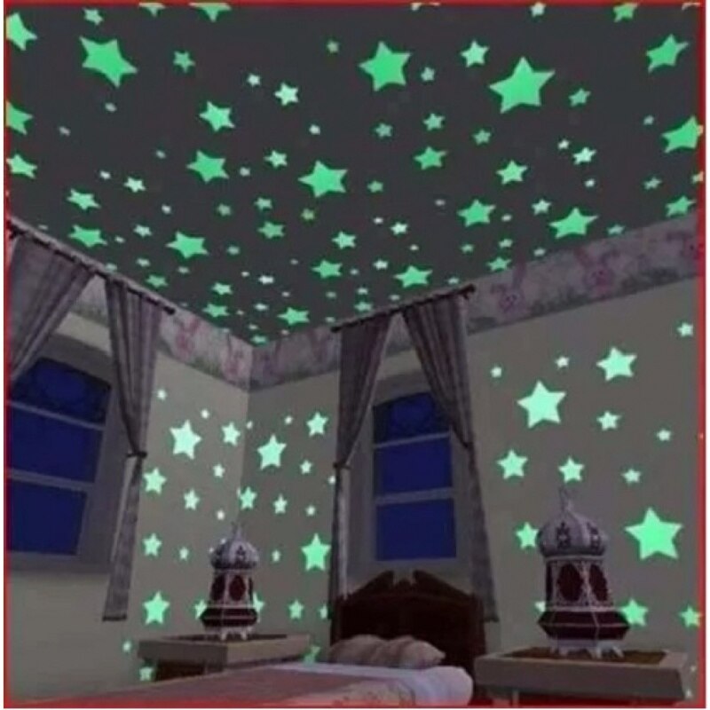 100 Stars Glow In The Dark 3d Pvc Fluorescent Luminous Wall Sticker For Bedroom Ceiling Loja Ammix