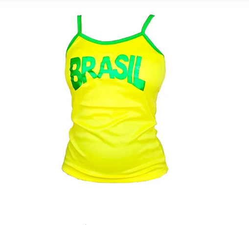 Camisa Regata Feminina Brasil Bandeira Copa do Mundo Futebol