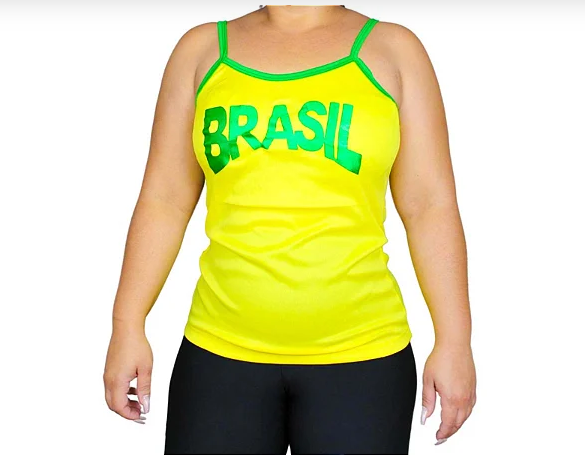 Camisa Regata Feminina Brasil Bandeira Copa do Mundo Futebol Loja Ammix