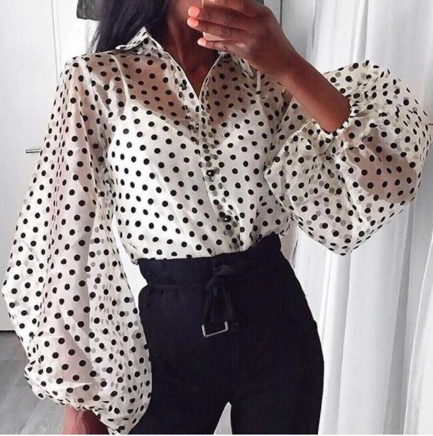 Blusa Manga Longa Elegante Transparente Bufante - Loja Ammix