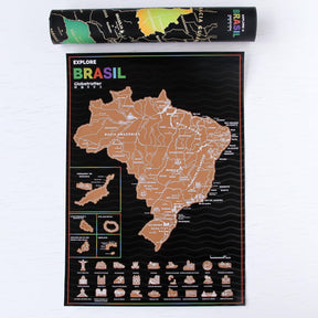Mapa Raspadinha do Brasil com Bandeiras e principais destinos Brasileiros. - Loja Ammix