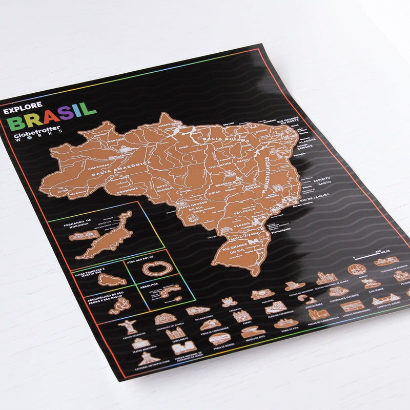 Mapa Raspadinha do Brasil com Bandeiras e principais destinos Brasileiros. - Loja Ammix