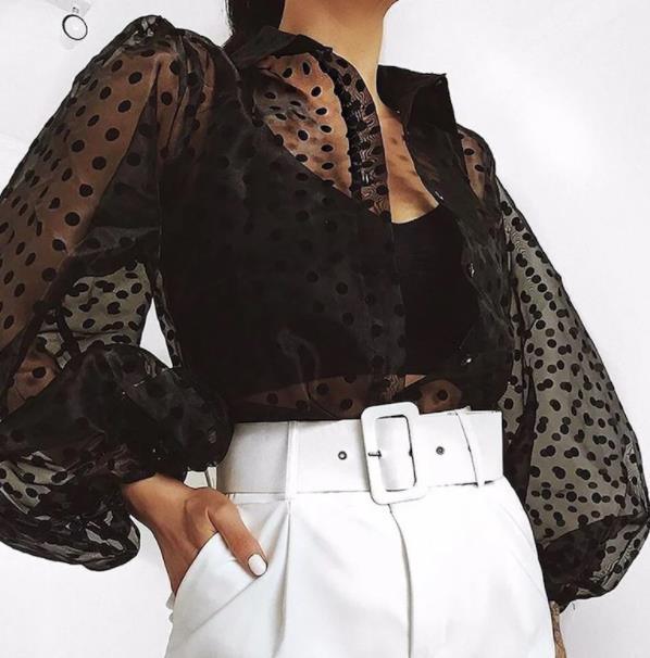 Blusa Manga Longa Elegante Transparente Bufante - Loja Ammix