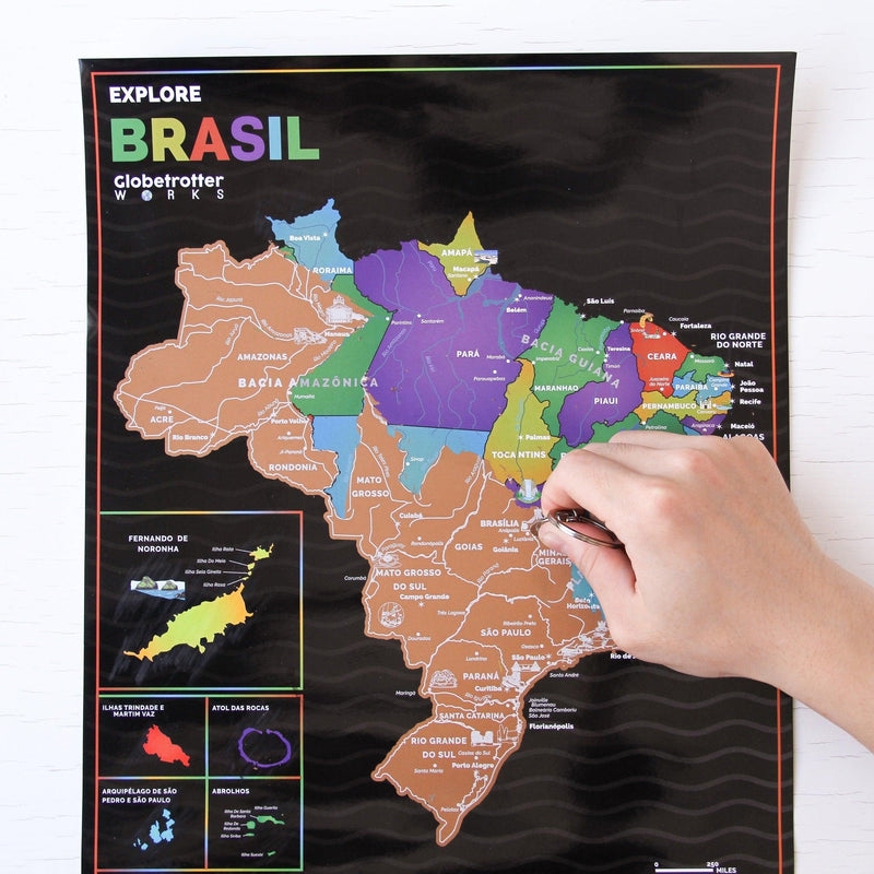 Mapa Raspadinha do Brasil com Bandeiras e principais destinos Brasileiros. - Loja Ammix