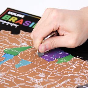 Mapa Raspadinha do Brasil com Bandeiras e principais destinos Brasileiros. - Loja Ammix