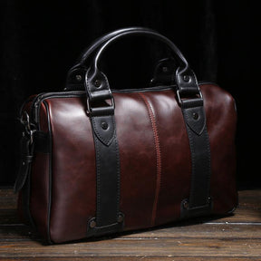 Men's shoulder bag crazy horse leather Messenger bag Korean version of the portable multi-function trend leisure diagonal package - Loja Ammix