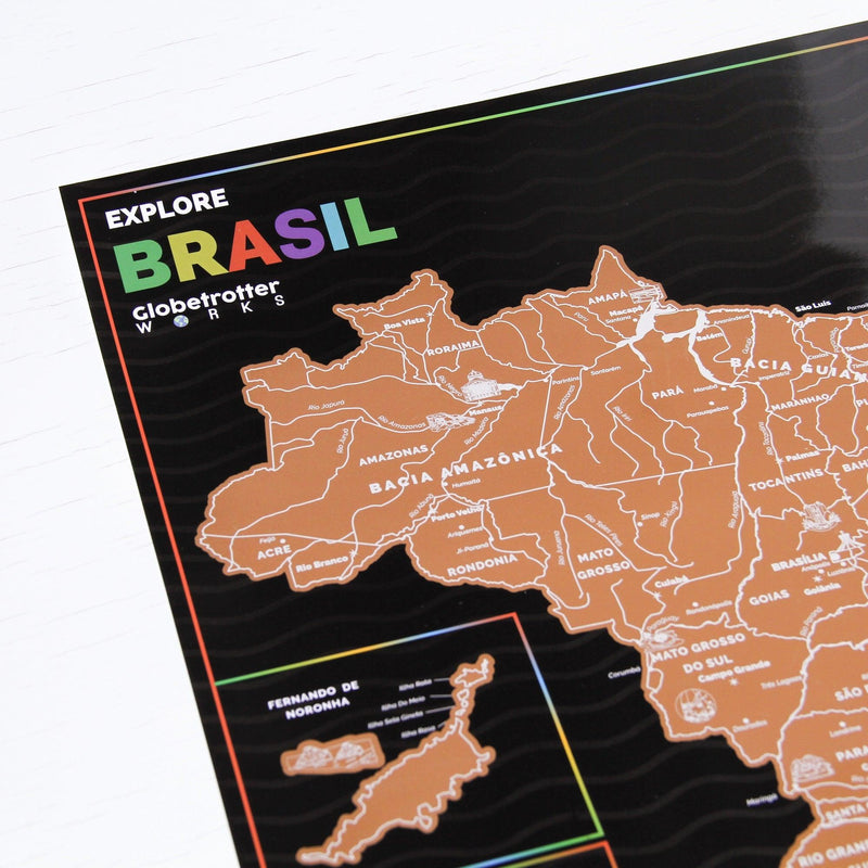 Mapa Raspadinha do Brasil com Bandeiras e principais destinos Brasileiros. - Loja Ammix