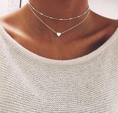 Double heart-shaped necklace - Loja Ammix