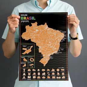 Mapa Raspadinha do Brasil com Bandeiras e principais destinos Brasileiros. - Loja Ammix