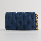 Blue oversized denim quilted shoulder bag - Loja Ammix