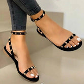 Women's buckle strap rivet sandals - Loja Ammix