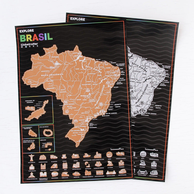 Mapa Raspadinha do Brasil com Bandeiras e principais destinos Brasileiros. - Loja Ammix