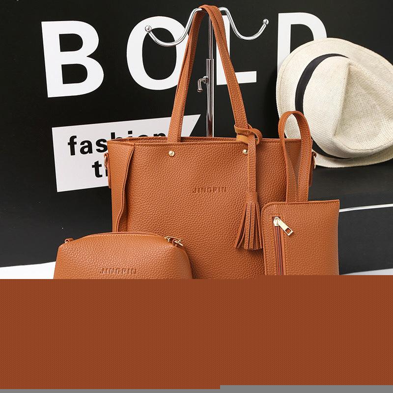 Women Bag Set Top-Handle Big Capacity Female Tassel Handbag Fashion Shoulder Bag Ladies PU Leather Crossbody Bag bolsas feminin - Loja Ammix