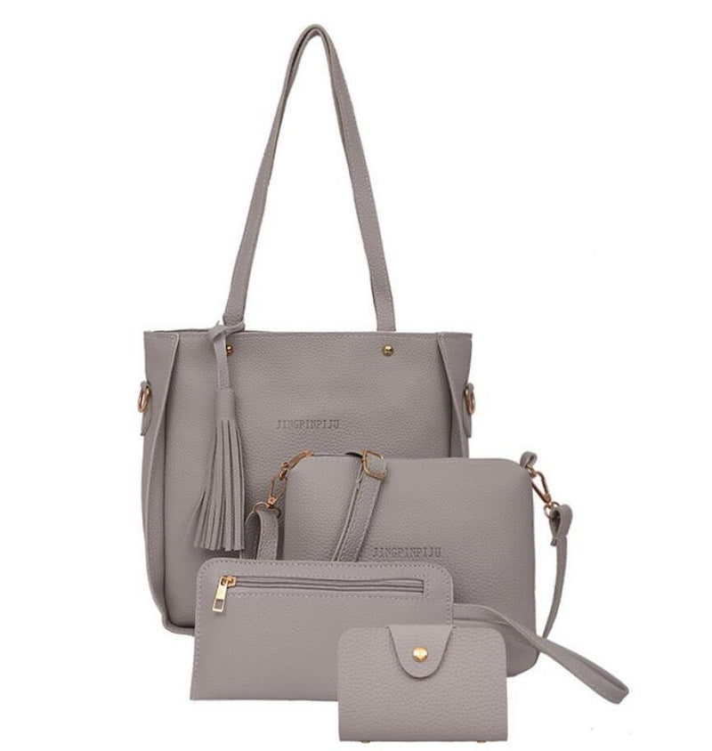 Women Bag Set Top-Handle Big Capacity Female Tassel Handbag Fashion Shoulder Bag Ladies PU Leather Crossbody Bag bolsas feminin - Loja Ammix