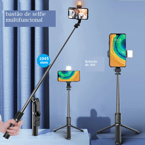 Bastão de Selfie Dobrável com Luz Led - Loja Ammix