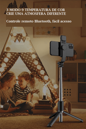 Bastão de Selfie Dobrável com Luz Led - Loja Ammix