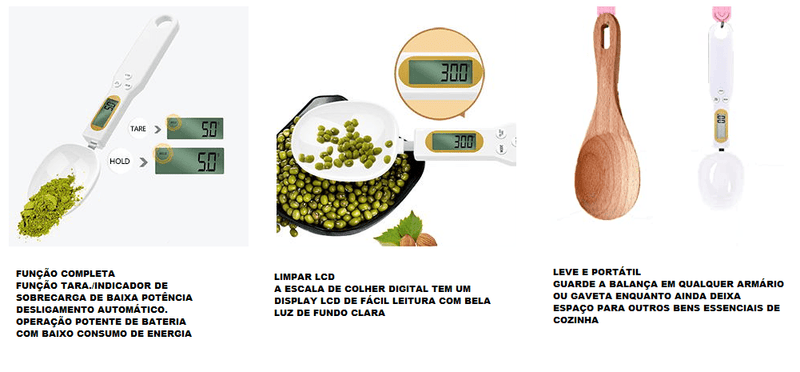Colher De Medida Portátil Com Balança Digital Para Alimentos - Loja Ammix