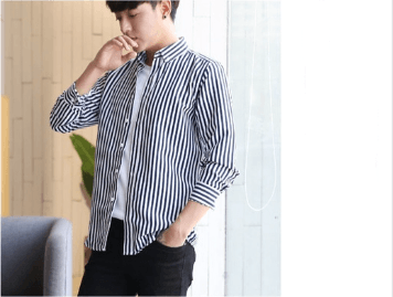 Camisa Masculina Social Listrada Manga Longa - Loja Ammix