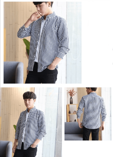 Camisa Masculina Social Listrada Manga Longa - Loja Ammix