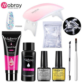 Mobray Poly Nail Gel Set 6W LED Lamp Full Manicure Set Quick Extension Nail Kit Gel Building Poly UV Gels Set For Nails Tool Kit - Loja Ammix