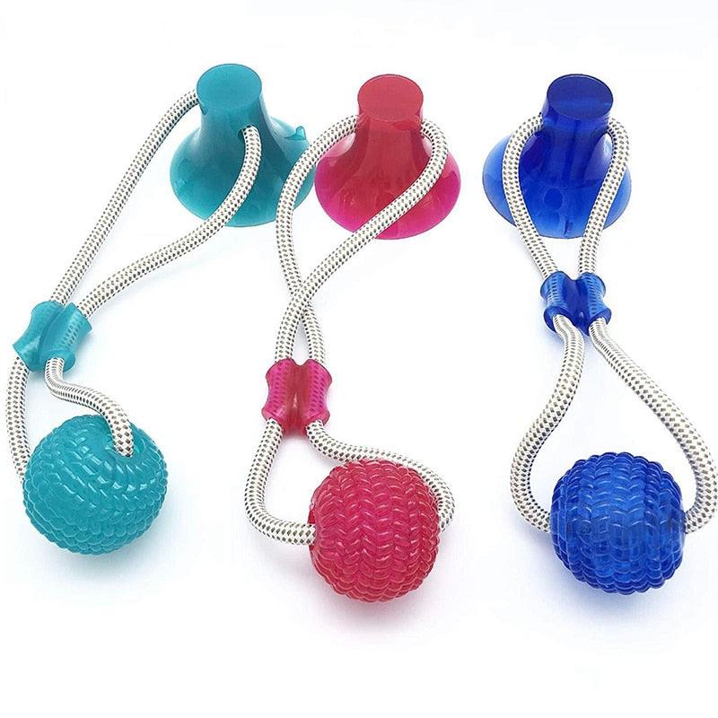 Dog Toys Pet Puppy Interactive Suction Cup Push TPR Ball Toys Molar Bite Toy Elastic Ropes Dog Tooth Cleaning Chewing Supplies - Loja Ammix