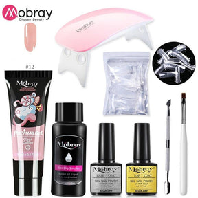 Mobray Poly Nail Gel Set 6W LED Lamp Full Manicure Set Quick Extension Nail Kit Gel Building Poly UV Gels Set For Nails Tool Kit - Loja Ammix