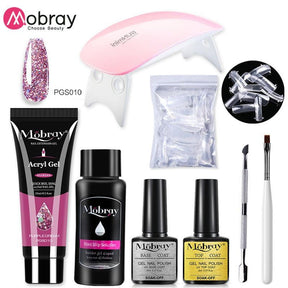 Mobray Poly Nail Gel Set 6W LED Lamp Full Manicure Set Quick Extension Nail Kit Gel Building Poly UV Gels Set For Nails Tool Kit - Loja Ammix