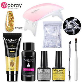 Mobray Poly Nail Gel Set 6W LED Lamp Full Manicure Set Quick Extension Nail Kit Gel Building Poly UV Gels Set For Nails Tool Kit - Loja Ammix