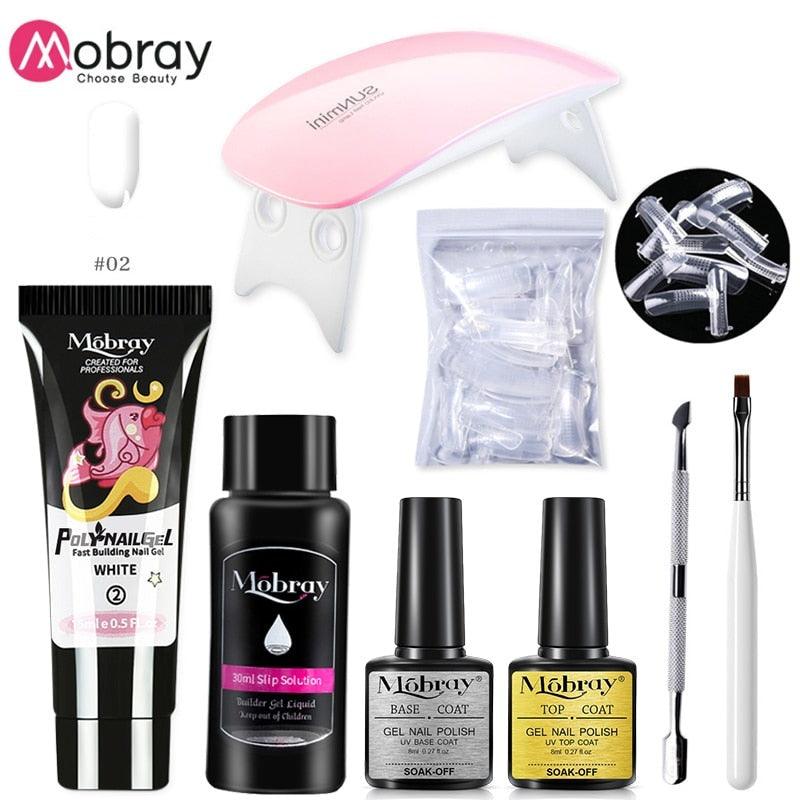 Mobray Poly Nail Gel Set 6W LED Lamp Full Manicure Set Quick Extension Nail Kit Gel Building Poly UV Gels Set For Nails Tool Kit - Loja Ammix