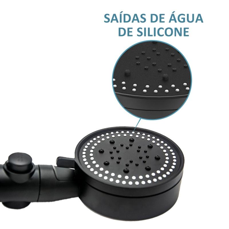 Shower Head Water Saving Black 5 Mode Adjustable High Pressure Shower One-key Stop Water Massage Eco Shower Bathroom Accessories - Loja Ammix