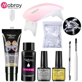 Mobray Poly Nail Gel Set 6W LED Lamp Full Manicure Set Quick Extension Nail Kit Gel Building Poly UV Gels Set For Nails Tool Kit - Loja Ammix