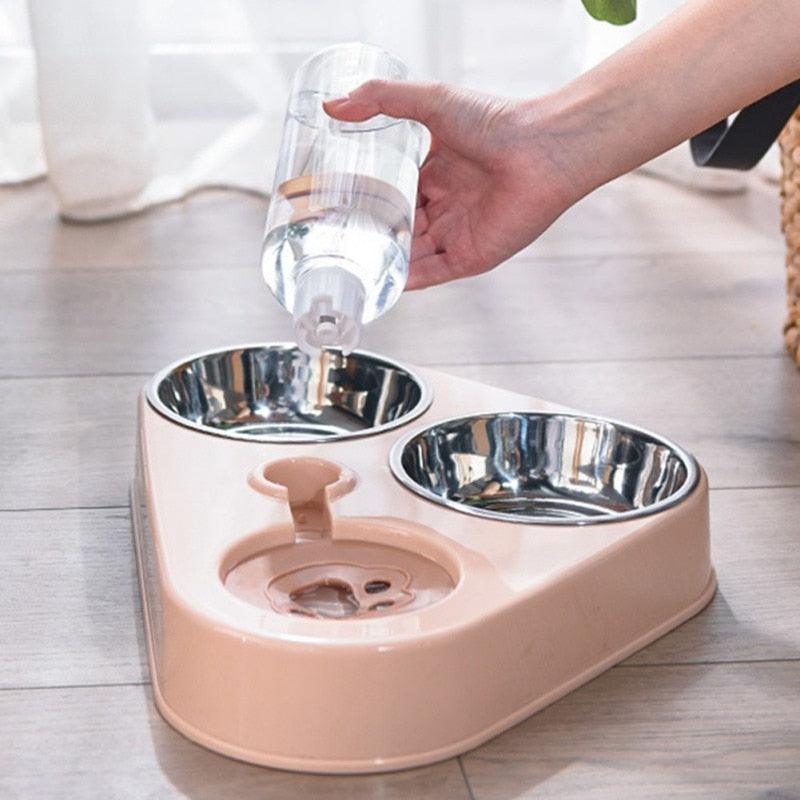 Tigela para Alimentação de Animais com garrafa de água com Saída Automática - Loja Ammix