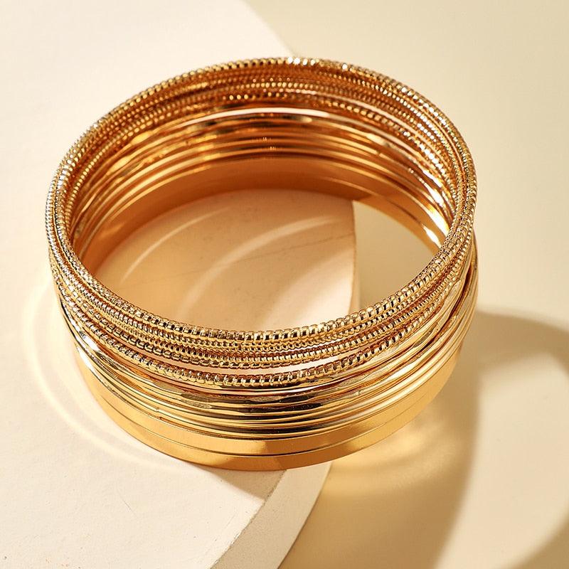Tocona Punk Gold Color Bracelets for Women Trendy Alloy Metal Bangle Bohemian Jewelry Accessories Gift Wholesale 15165 - Loja Ammix