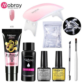 Mobray Poly Nail Gel Set 6W LED Lamp Full Manicure Set Quick Extension Nail Kit Gel Building Poly UV Gels Set For Nails Tool Kit - Loja Ammix