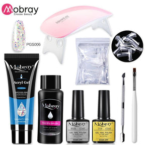 Mobray Poly Nail Gel Set 6W LED Lamp Full Manicure Set Quick Extension Nail Kit Gel Building Poly UV Gels Set For Nails Tool Kit - Loja Ammix