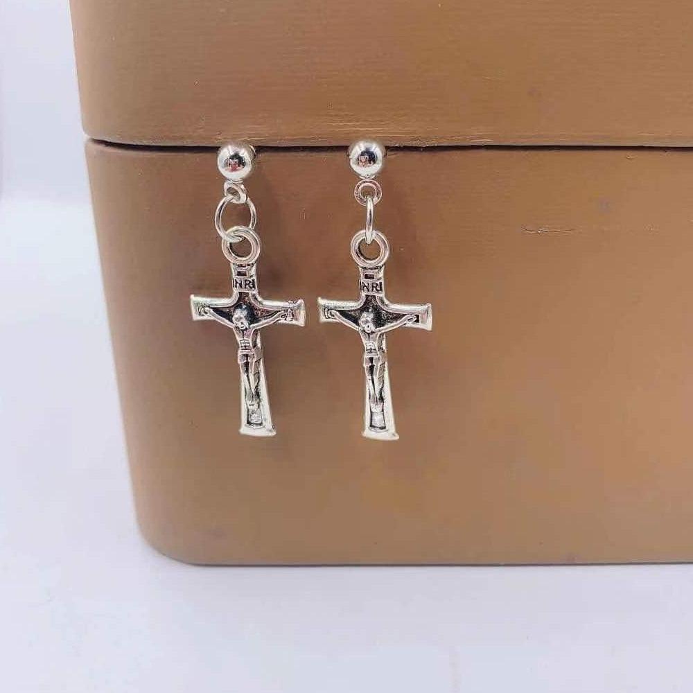 Brincos Pingentes Moda Cruz e Pena - Loja Ammix