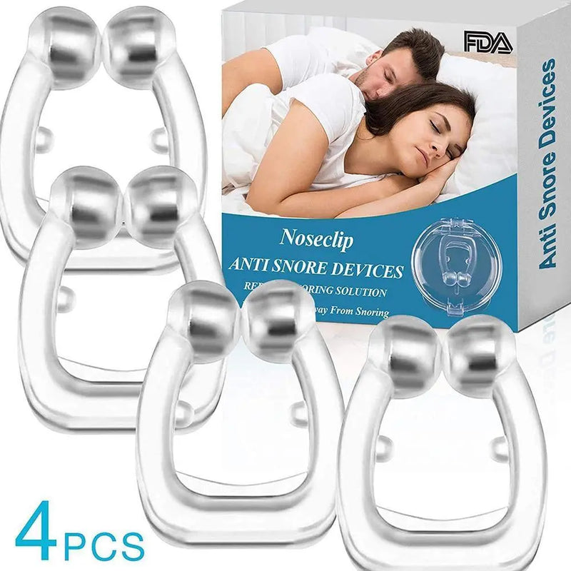 Silicone Magnetic Anti Snore Stop Snoring Nose Clip Sleep Tray Sleeping Aid Apnea Guard Night Device with Case Anti Ronco 1/4PCS - Loja Ammix
