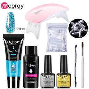 Mobray Poly Nail Gel Set 6W LED Lamp Full Manicure Set Quick Extension Nail Kit Gel Building Poly UV Gels Set For Nails Tool Kit - Loja Ammix