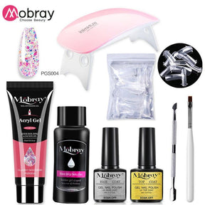 Mobray Poly Nail Gel Set 6W LED Lamp Full Manicure Set Quick Extension Nail Kit Gel Building Poly UV Gels Set For Nails Tool Kit - Loja Ammix