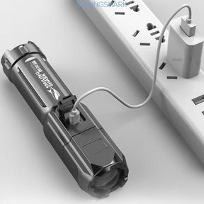 Flashlight Strong Light Rechargeable Zoom Giant Bright Xenon Special Forces Home Outdoor Portable Led Luminous Flashlight - Loja Ammix