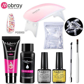 Mobray Poly Nail Gel Set 6W LED Lamp Full Manicure Set Quick Extension Nail Kit Gel Building Poly UV Gels Set For Nails Tool Kit - Loja Ammix
