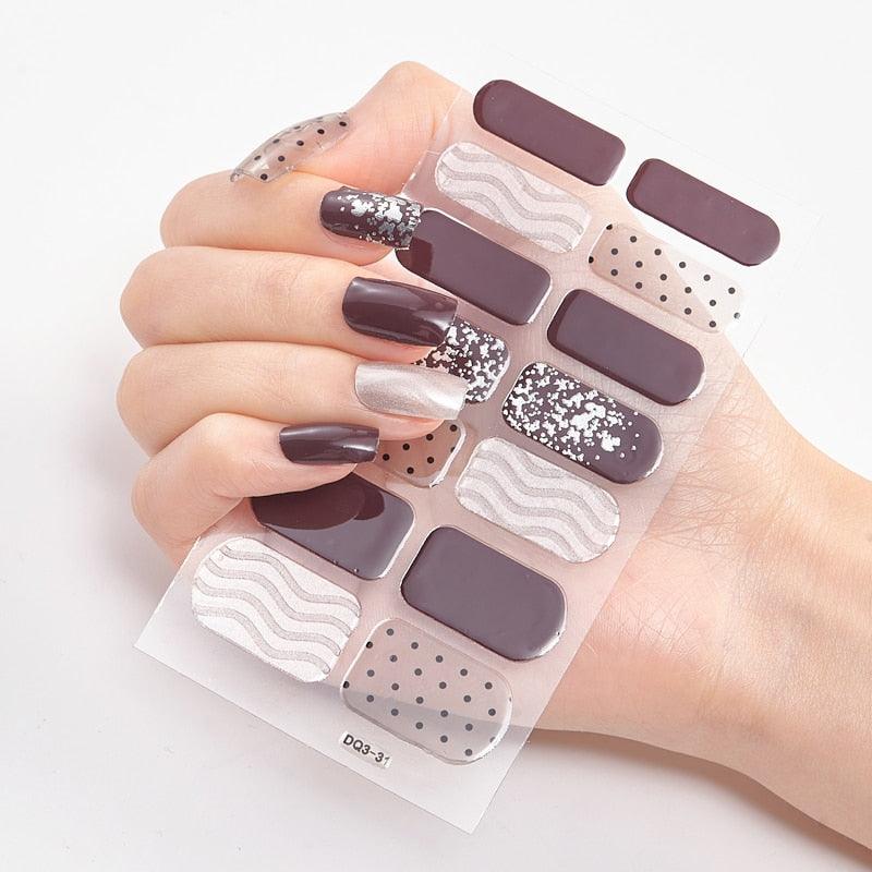 Four Sorts of Nail Stickers Fashion Nail Wraps Self Adhesive Manicure Decoracion Nail Strips Nail Sticker Set Nail Art - Loja Ammix