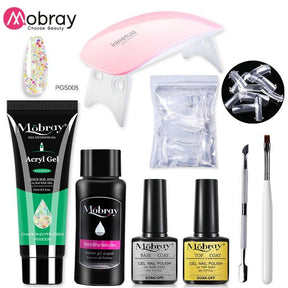 Mobray Poly Nail Gel Set 6W LED Lamp Full Manicure Set Quick Extension Nail Kit Gel Building Poly UV Gels Set For Nails Tool Kit - Loja Ammix