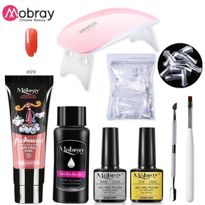 Mobray Poly Nail Gel Set 6W LED Lamp Full Manicure Set Quick Extension Nail Kit Gel Building Poly UV Gels Set For Nails Tool Kit - Loja Ammix