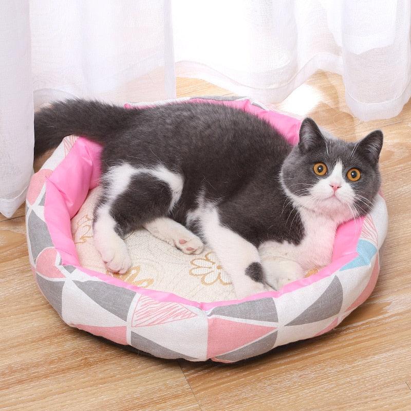 55Cm Dog Beds for Small Dogs Cushion Cat Bed Basket Cotton Warm Sofa for Puppy Cats Dog Accessories Winter House Pet Supplies - Loja Ammix