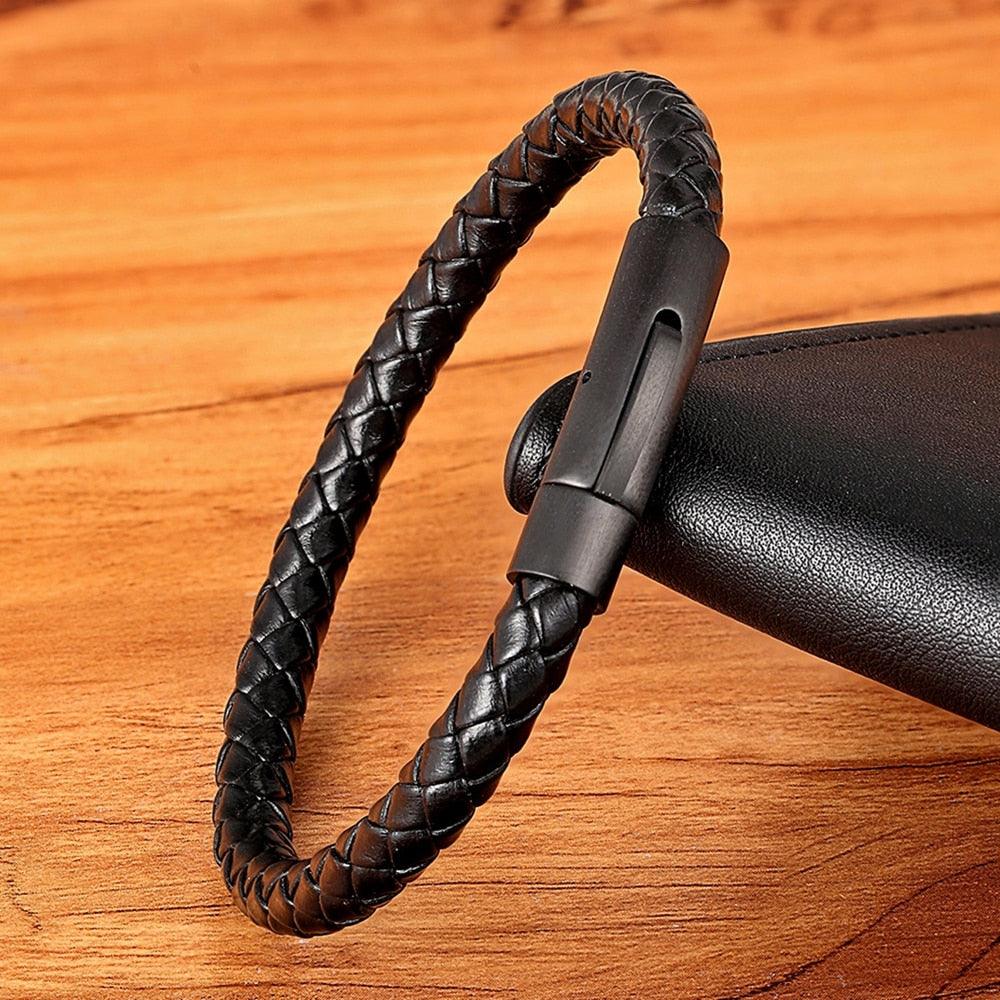 Pulseira de Couro Masculina Simples - Loja Ammix
