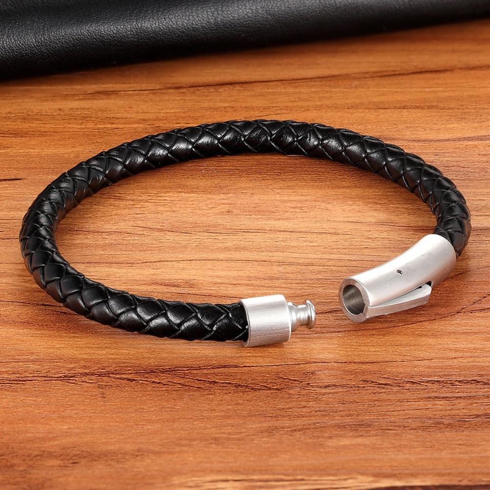 Pulseira de Couro Masculina Simples - Loja Ammix