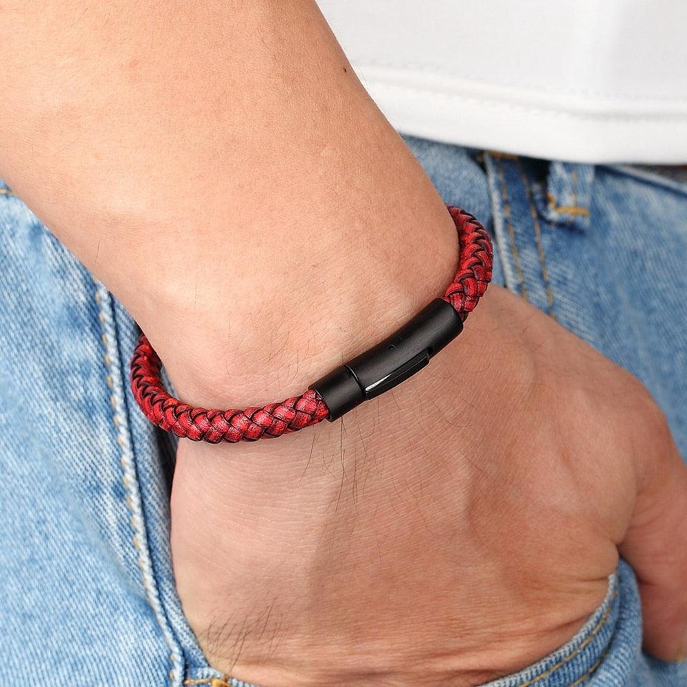 Pulseira de Couro Masculina Simples - Loja Ammix