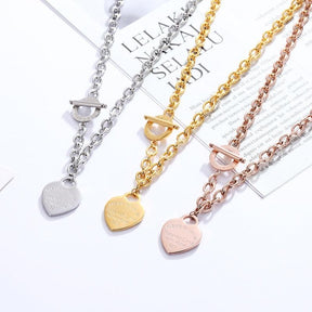 Colar Feminino Carve para Sempre Amor Aço Titânio Coração Cor do Ouro - Loja Ammix